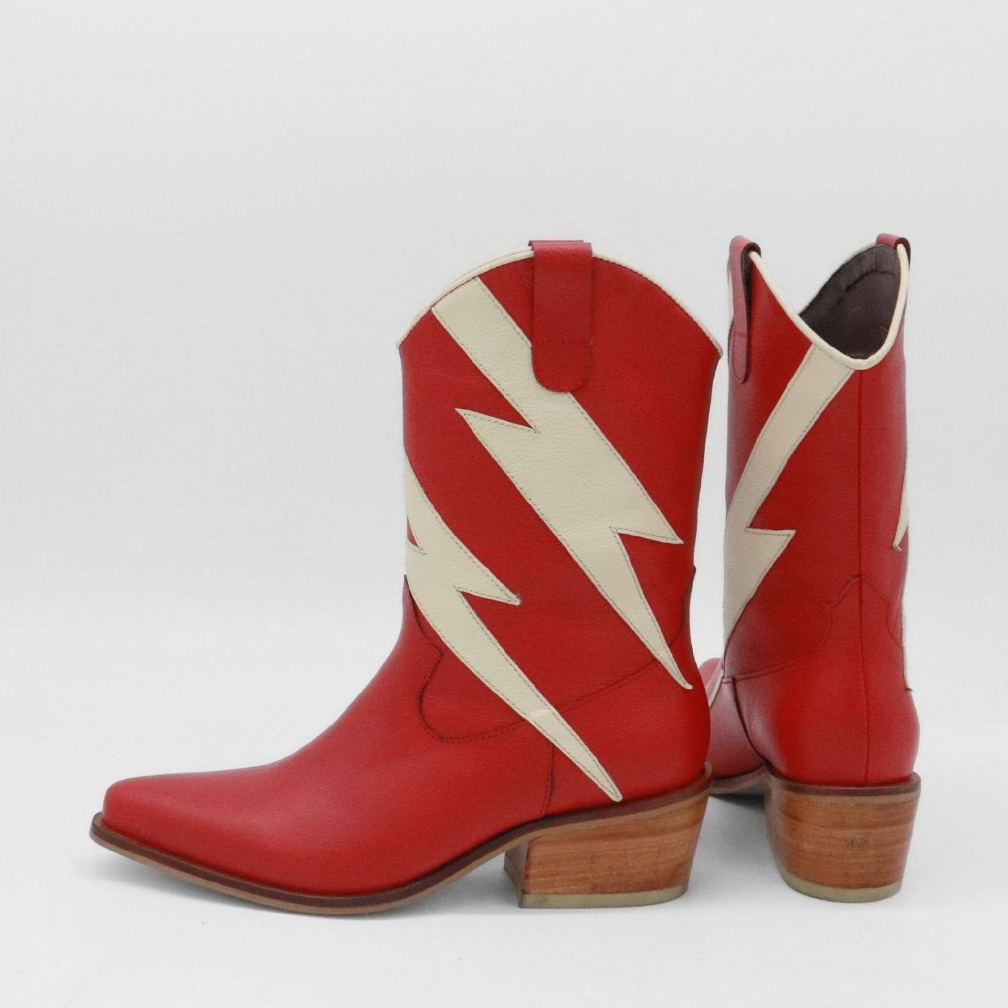 Idol Western Cowboy Women's Boots in Red Leather for wholesale on Faire2