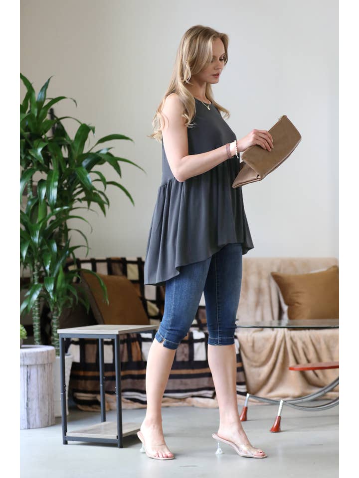 42POPS - Wholesale Tunic - Women's - ,.._ SI-15995 Sleeveless Waist Shirring Tunic