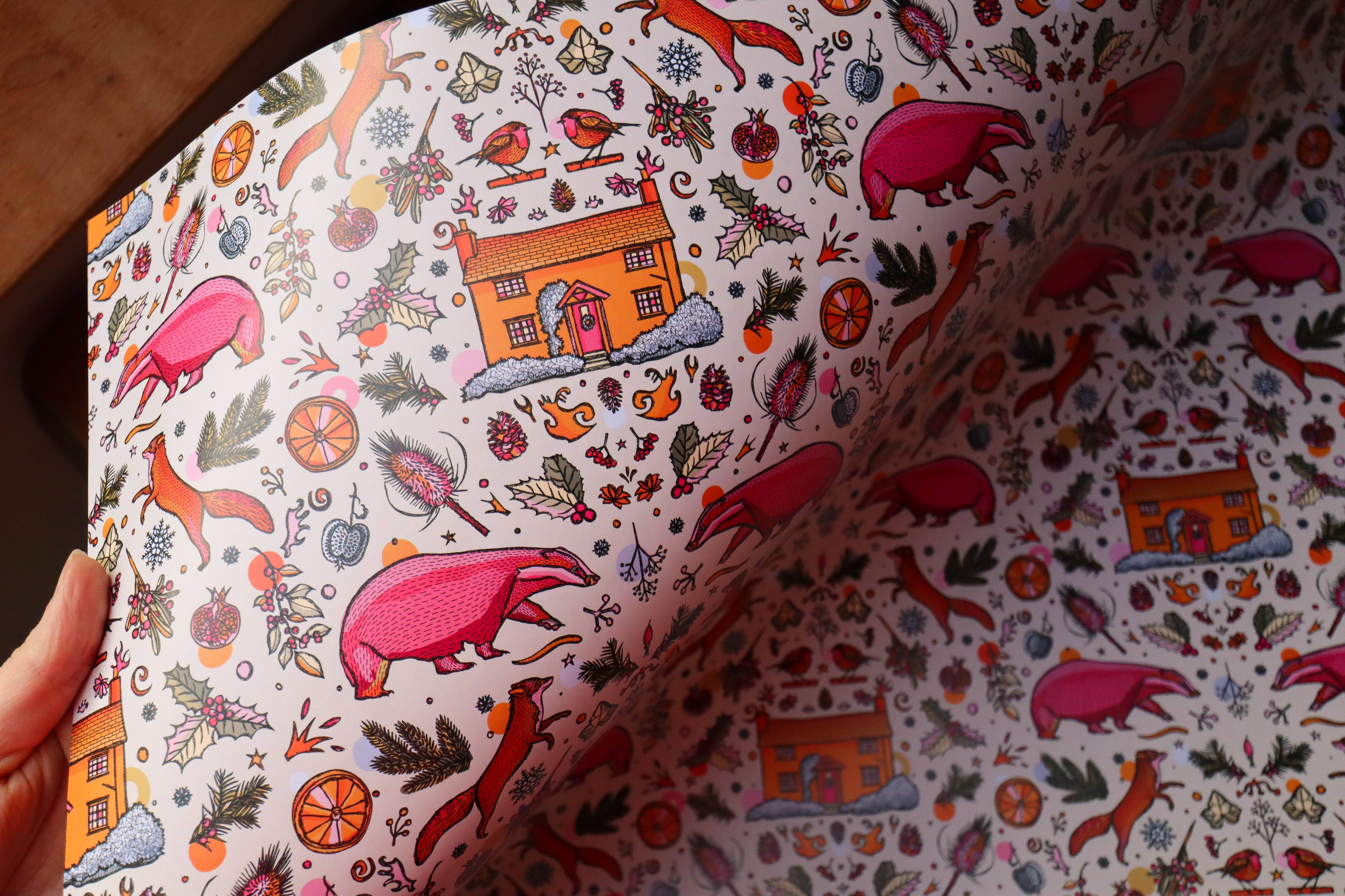 Freya Niamh - Wholesale Flat Wrap - Winter Woodland Christmas Wrapping Paper8