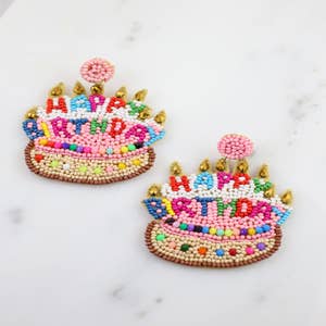 Happy Birthday Cake Glitter Earrings – US Jewelry House