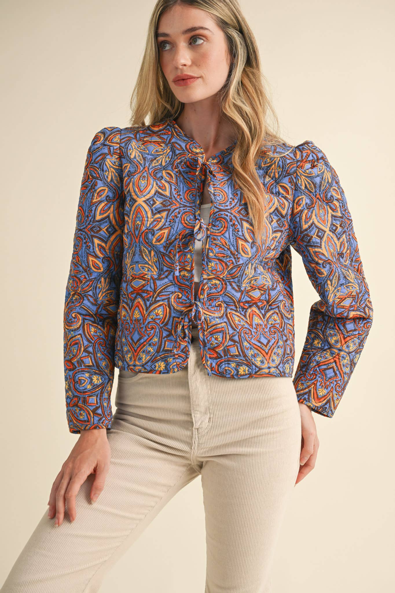 &MERCI - Wholesale Jacket - Women's - EXCLUSIVE PRINT QUILTED PAISLEY PRINT JACKET MJK36349