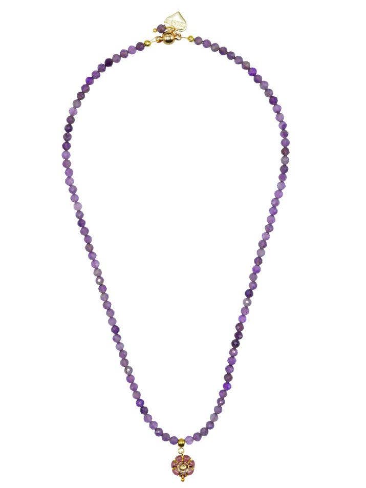 Amethyst ædelsten Belle guld halskæde for engroshandel hos Rosie Fox