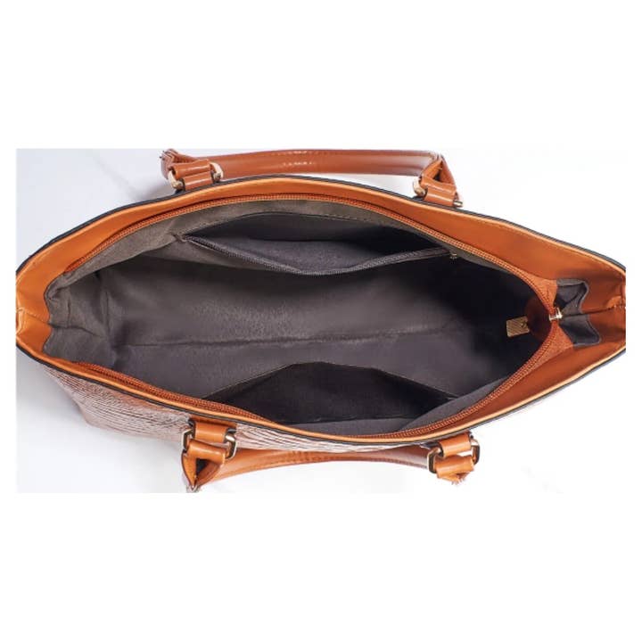 Superbia - Wholesale Top Handle Bag - Women's - Long Handle Twilly Bow Croc Pattern A4 Tote Bags with Purse6