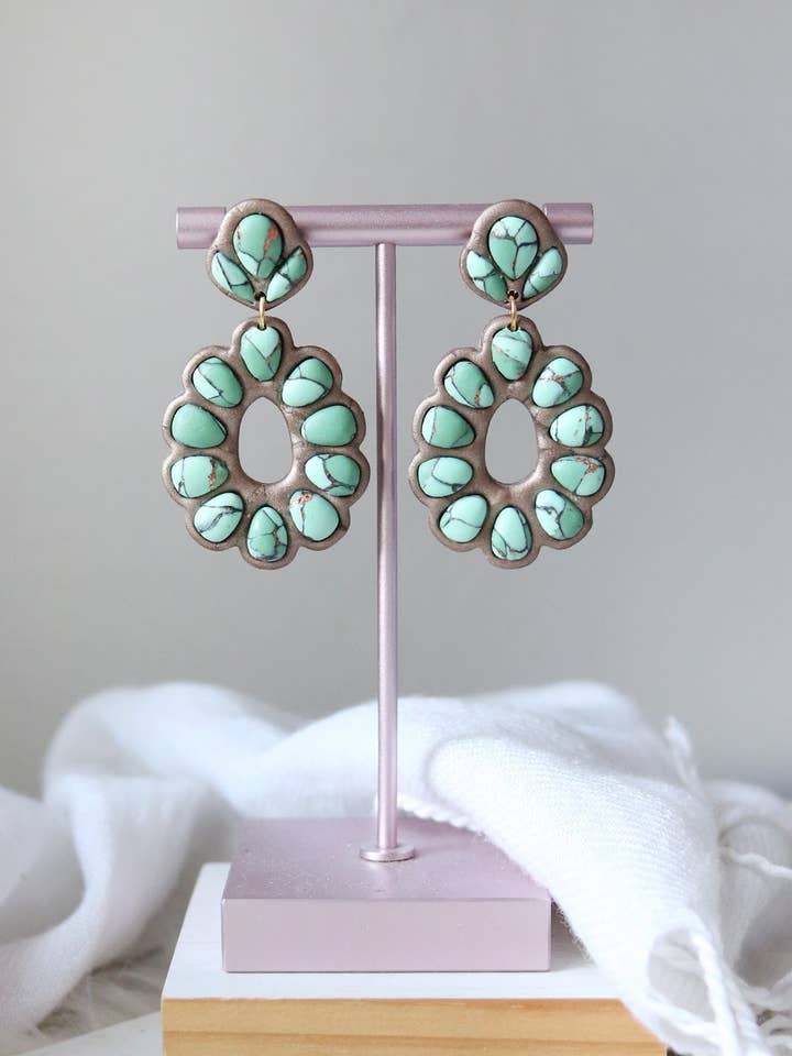 Sagebrush Southwestern Turquoise Polymer Clay Earrings for wholesale by Petal & Posy
