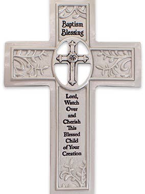 8 1/2" Cross - Baptism - Metal for wholesale by H.J. SHERMAN COMPANY, INC.