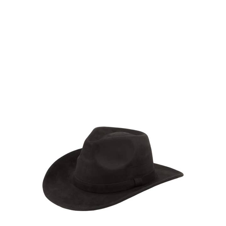 anbfashion - Wholesale Fedora - Women's - FEDORA FAUX SUEDE HAT WITH COWBOY BAND