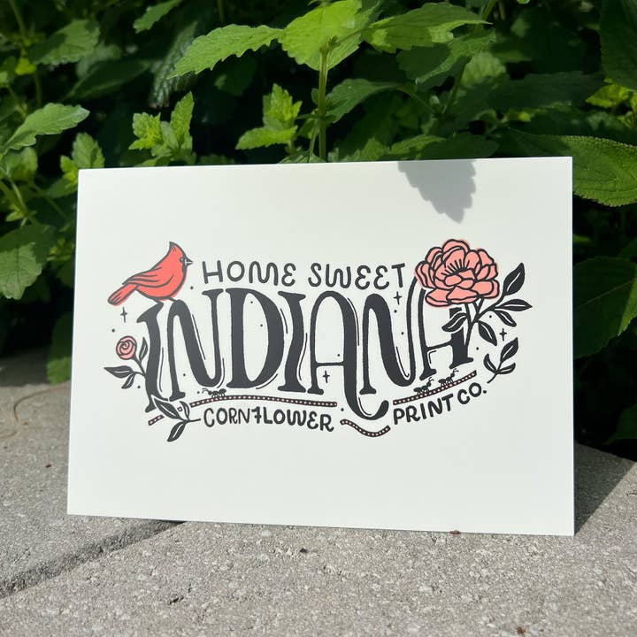 Postcard | Home Sweet Indiana for wholesale by Cornflower Print Co.