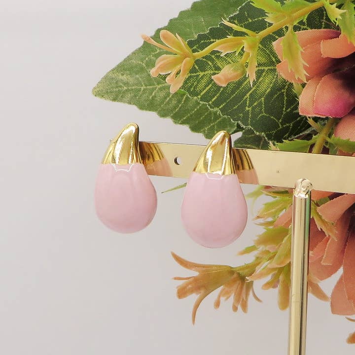 Daemon srls - Wholesale Stud/Post Earrings - DROP SPRING COLOURS - ACCIAIO inossidabile ~ Paio Orecchini goccia bombe' smaltati3