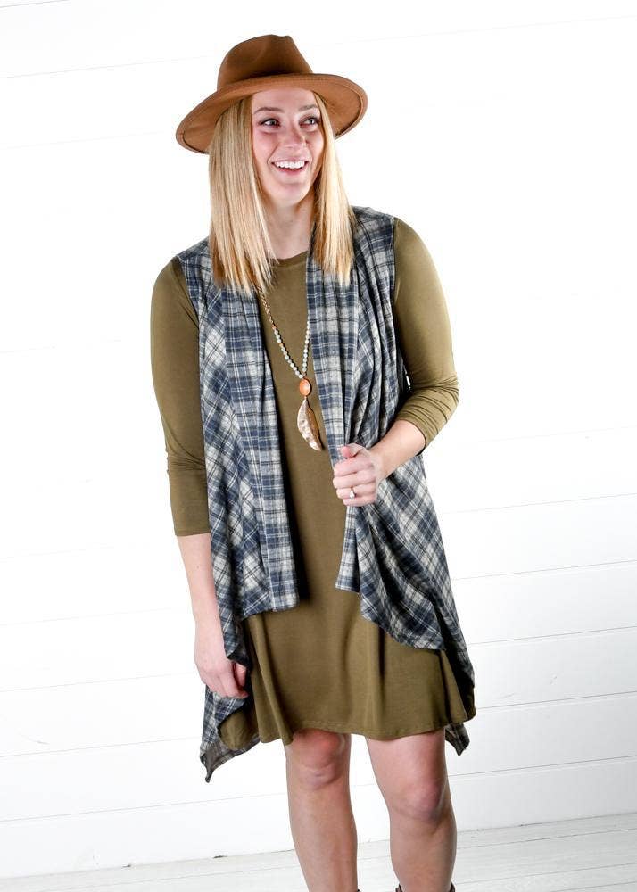 Vivette Apparel - Wholesale Dress - Women's - Olive 3/4 Sleeve Tunic Dress2