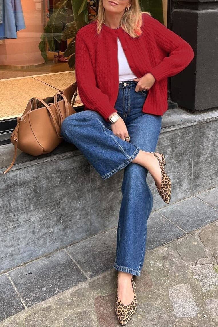 Rosa Clothing - Wholesale Cardigan - Women's - chunky crewneck knit Cardigan8