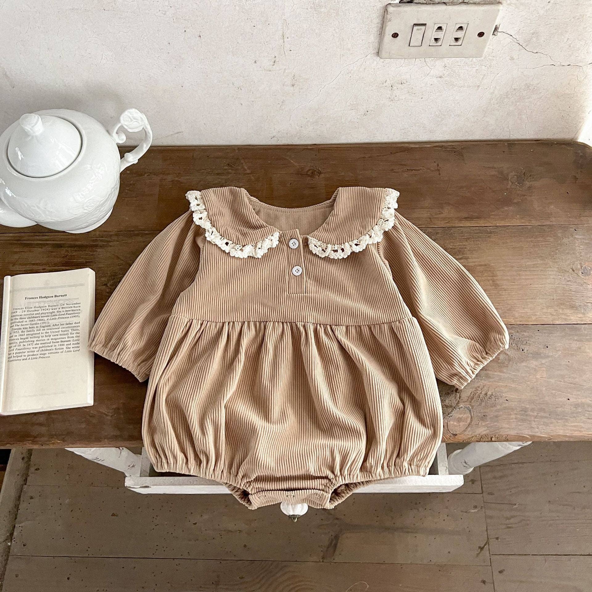 MyKids-USA® – wholesale Overall - Baby – Bebisflickor ren bomull spetskrage långärmad manchesterbody1