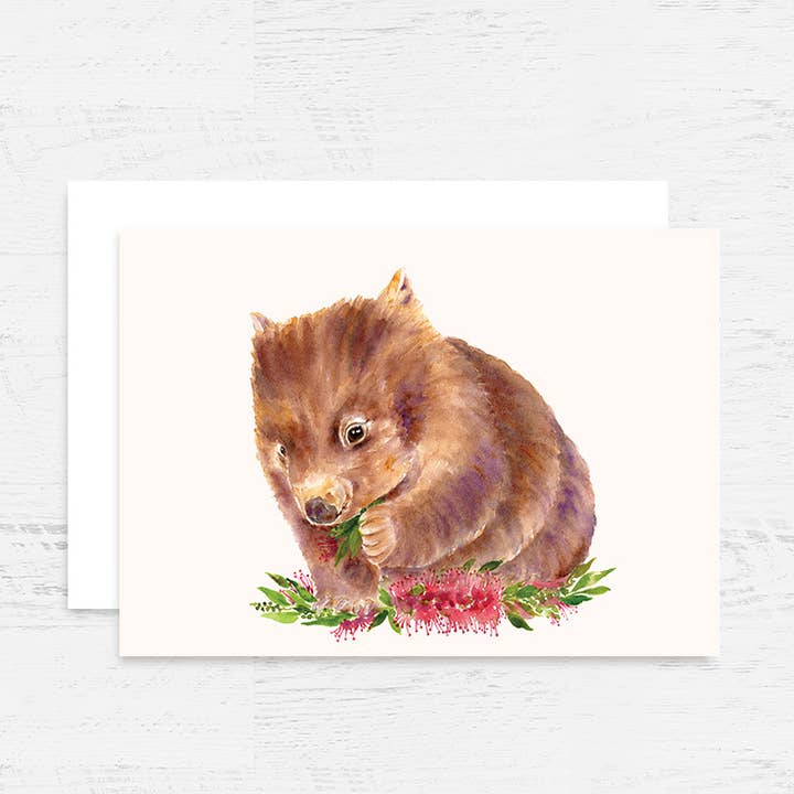 Wombat Greeting Card for wholesale by Breezy Bird Studio