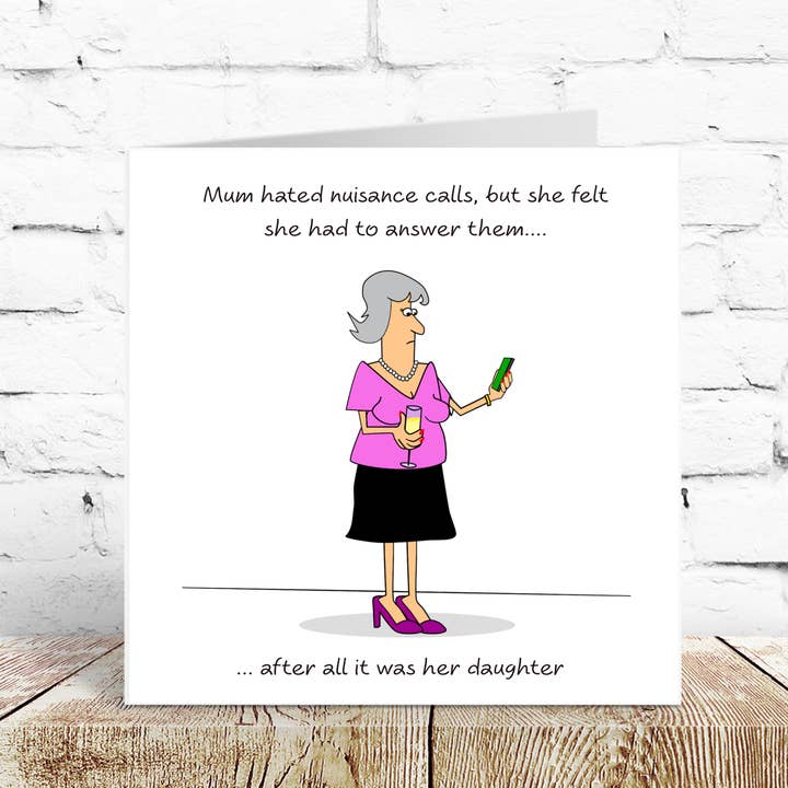 Swizzoo Cards - Wholesale Mother's Day Card - Funny Mother's Day Card Mum's Birthday Best Mum from Daughter Nuisance Calls Phone Humorous Humour amusing