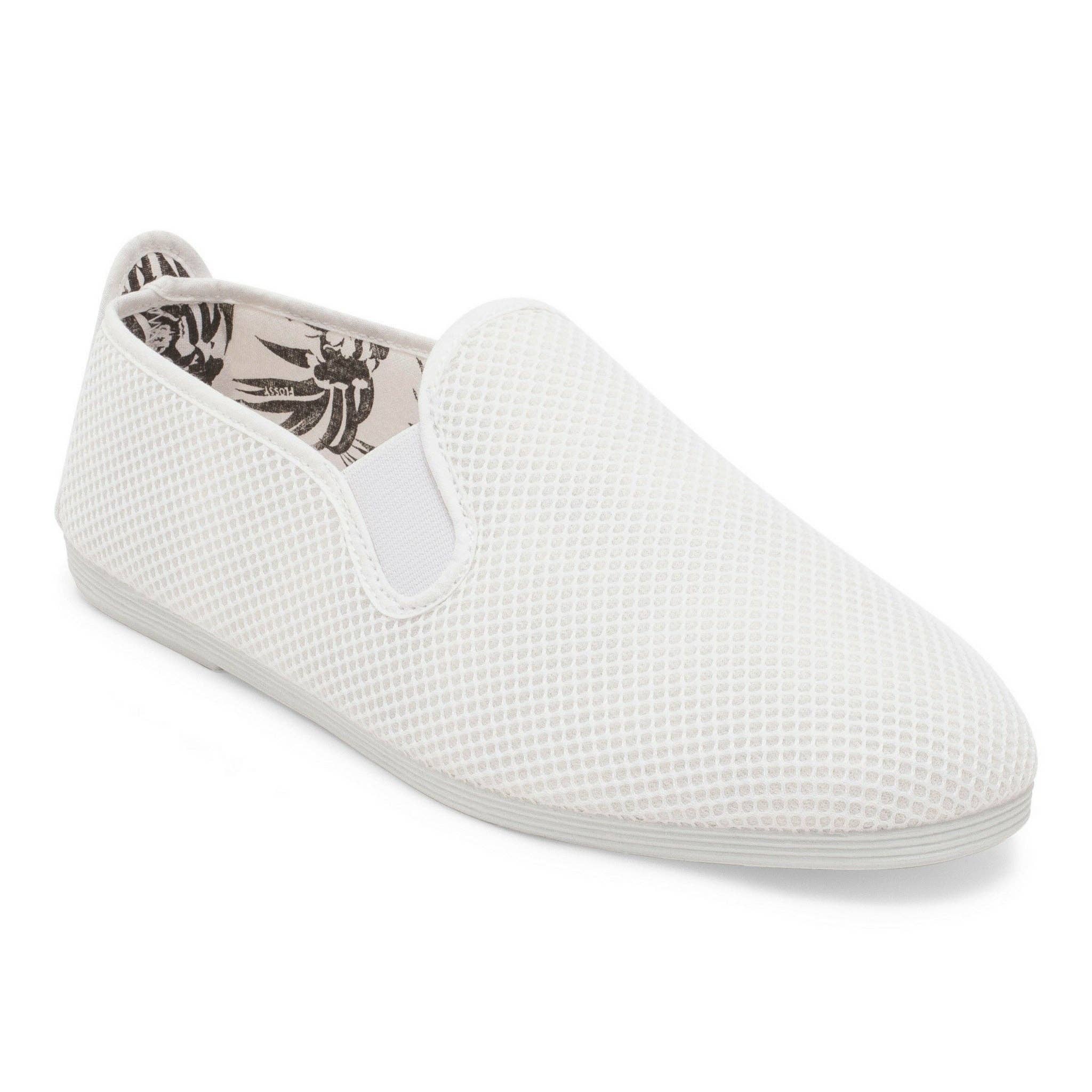 Flossy Shoes - Wholesale Slip On Sneakers - Men's - Mens White Buque Mesh Slip on Plimsoll2