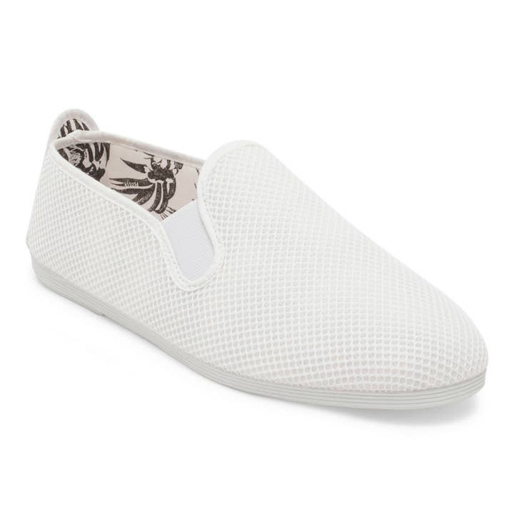 Flossy Shoes - Wholesale Slip On Sneakers - Men's - Mens White Buque Mesh Slip on Plimsoll2