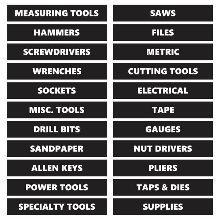 Toolbox Organizational Magnetic Labels for wholesale by DCM Solutions