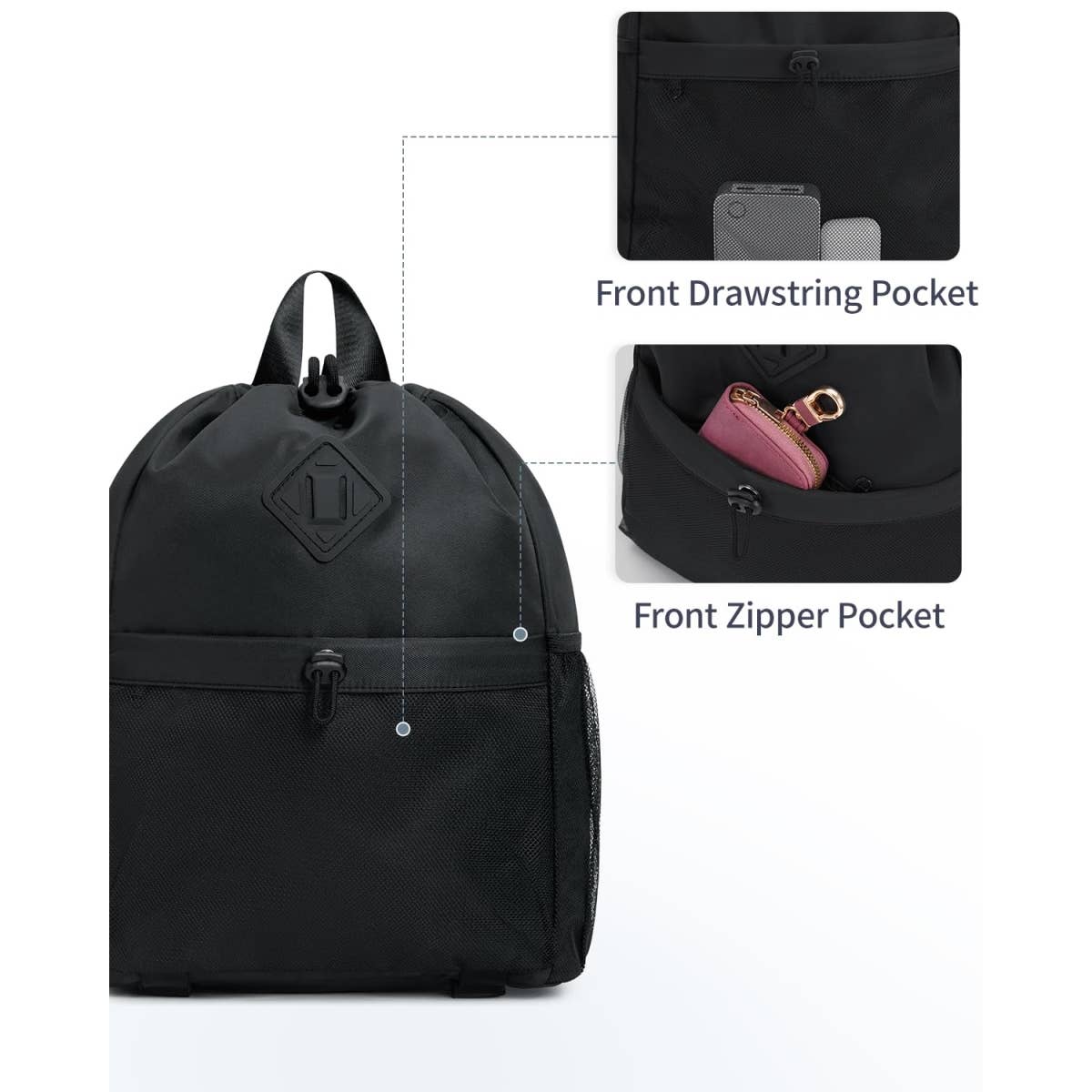 wandf - Vente Sac à cordon de serrage – unisexe - Sac à dos de sport avec cordon de serrage et sangle pour tapis de yoga51