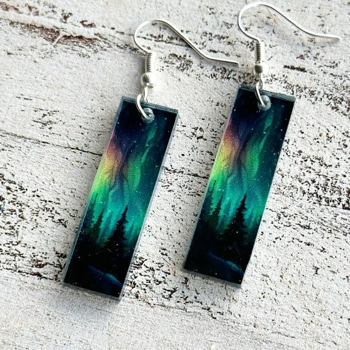 Nine Mile Creative - Wholesale Dangle Earrings - Aurora Skies Forest Bar Dangle Earrings Pendant