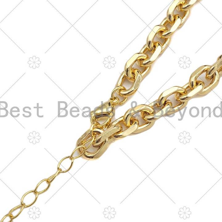 BestBeads&Beyond - Wholesale Link & Chain Necklace - 18" Gold Filled Chunky Oval Link Chain Necklace, sku#LD18