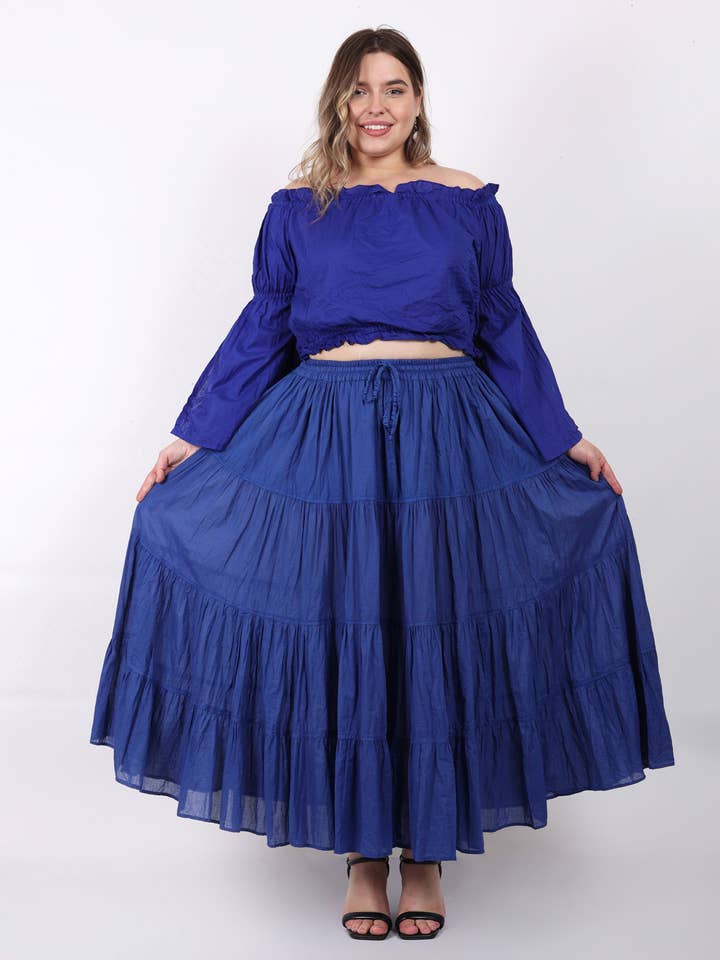 Wevez - Wholesale Skirt - Women's - Women's 8 Yard Solid Belly Cotton Fabric Casual long Skirts16
