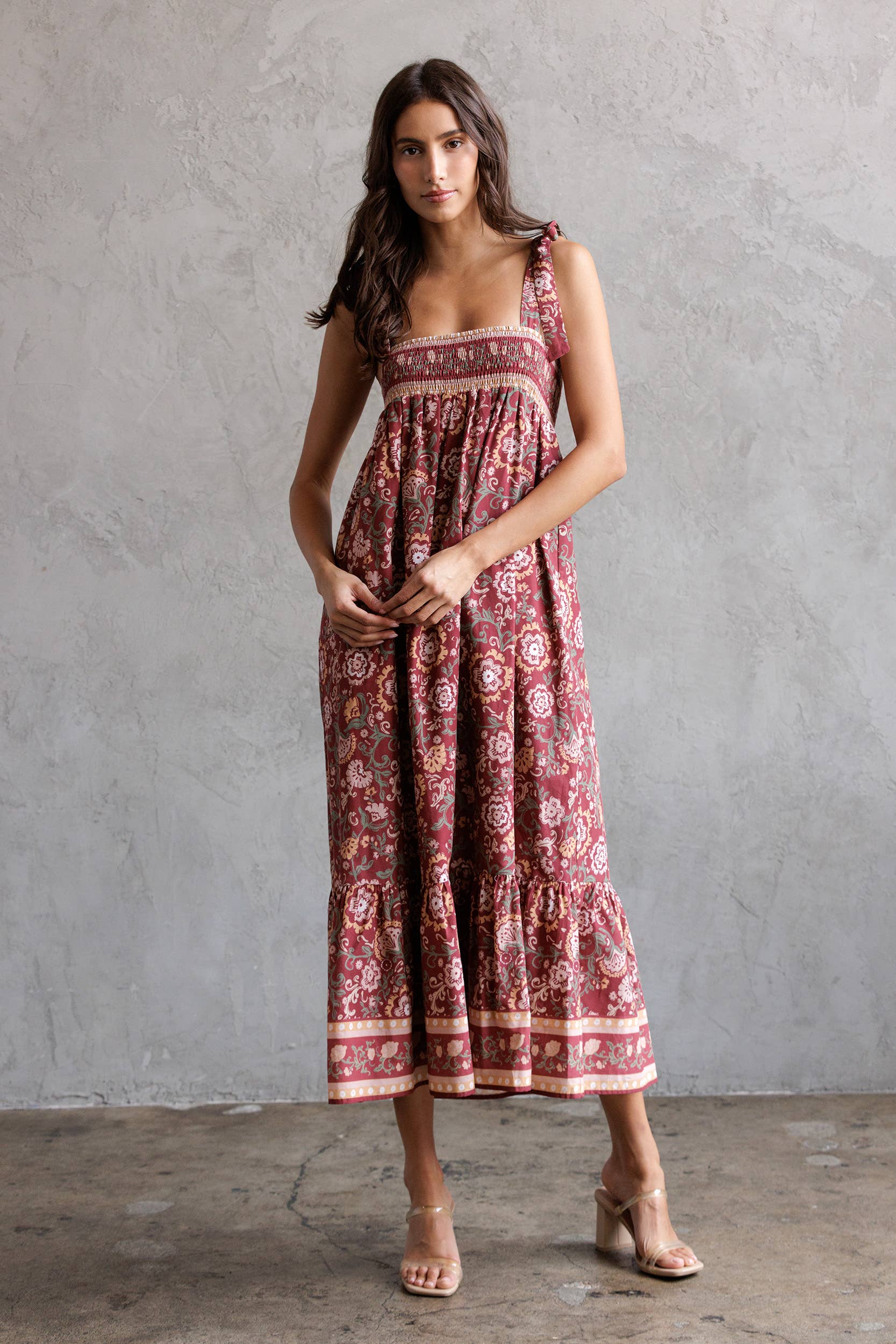 STORIA - Wholesale Dress - Women's - SJD7582 - MULTI FLORAL TIE MIDI DRESS2