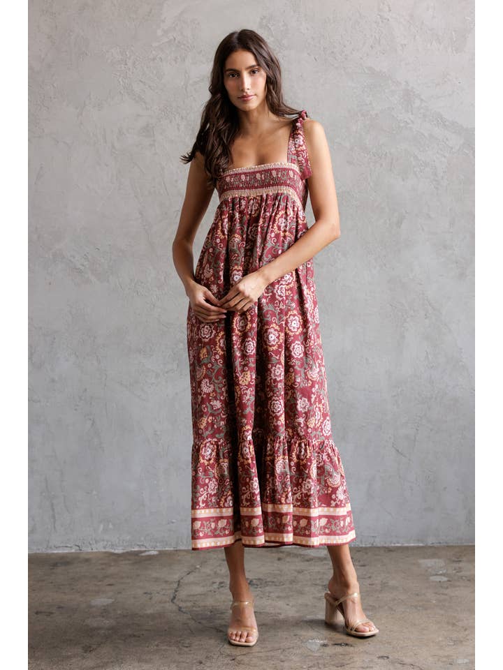 STORIA - Wholesale Dress - Women's - SJD7582 - MULTI FLORAL TIE MIDI DRESS2