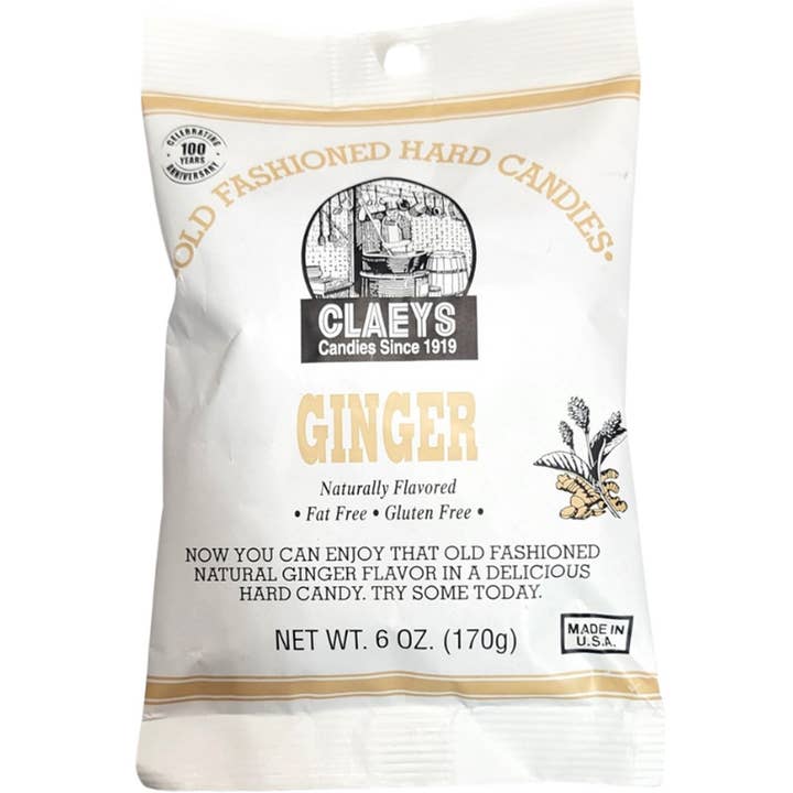 Grandpa Joe's Candy Shop - Wholesale Hard Candy - Claeys Old Fashioned Hard Candies Ginger, 6oz Bag 24ct