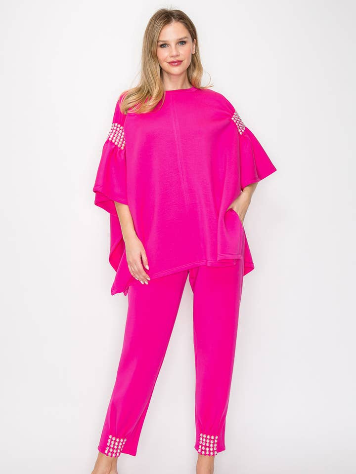 Joh Apparel - Wholesale Poncho - Women's - Fern Stretch French Scuba Poncho