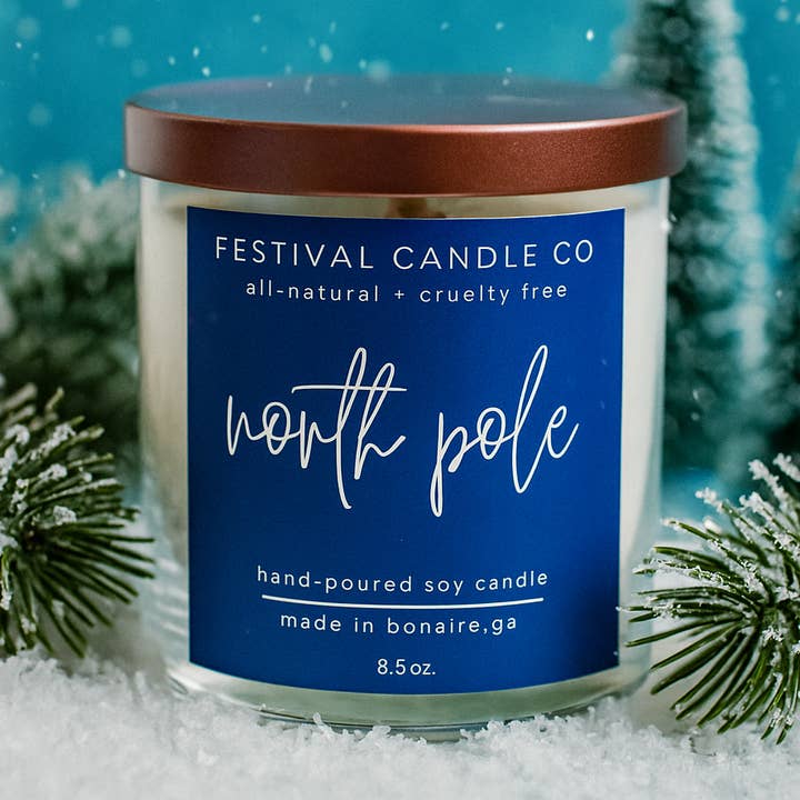 "North Pole" Scented Soy Candle, 8.5 ounce for wholesale by Festival Candle Co.