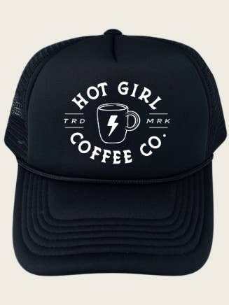 Chapeau de camionneur tendance Hot Girl Coffee Co - Noir pour la vente par WE THE BABES