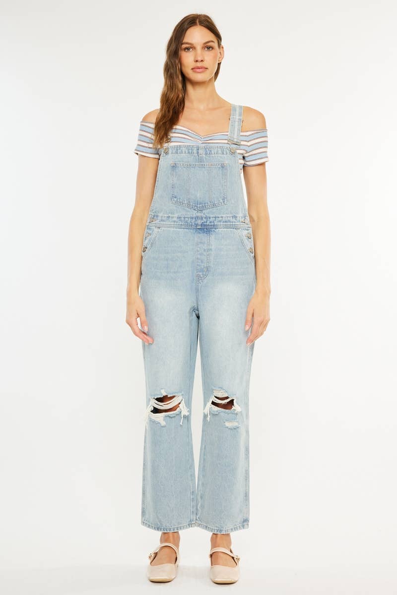 LIGHT 90s DISTRESSED DENIM OVERALL-KC1707L for wholesale on Faire2