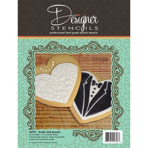 Designer Stencils - Wholesale Cookie Cutter - Bride & Groom Cookie Cutter & Stencil Set