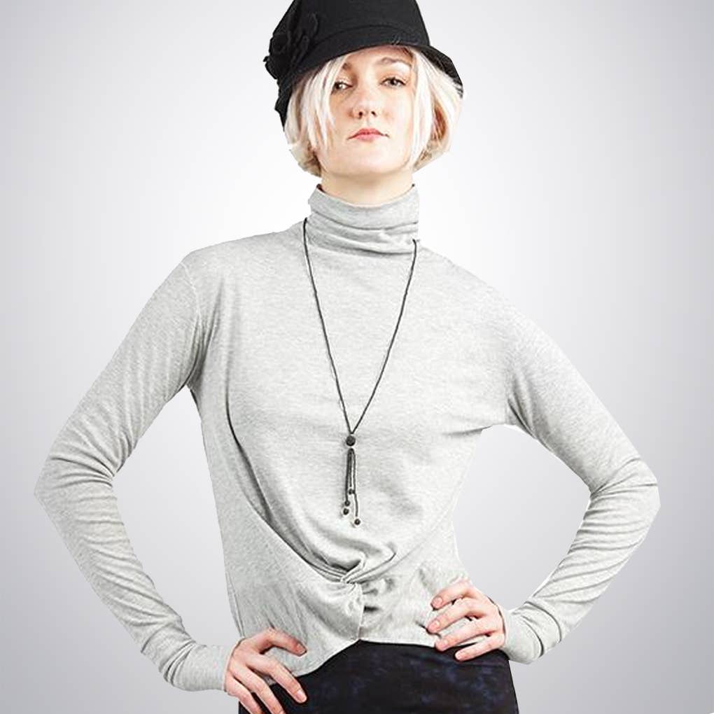 Hands To Hearts - Wholesale Knit Top - Women's - Reversible Knotted LS Turtleneck Azure16