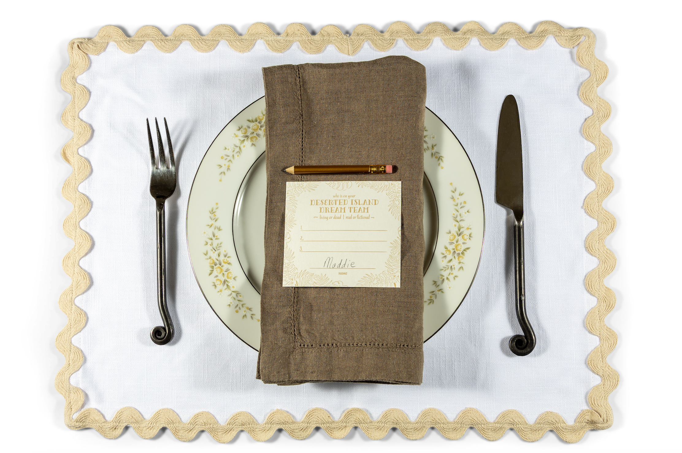 Color Box Design & Letterpress - Vente Marque-place - Cartes de table pour dîner | Deserted Island2