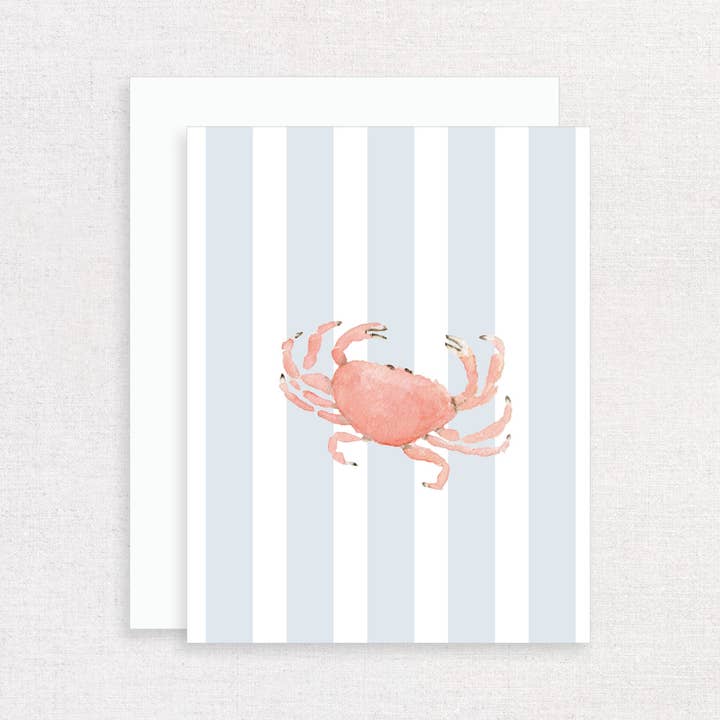 Watercolor Coastal Crab Greeting Card for wholesale by Korynne and Company