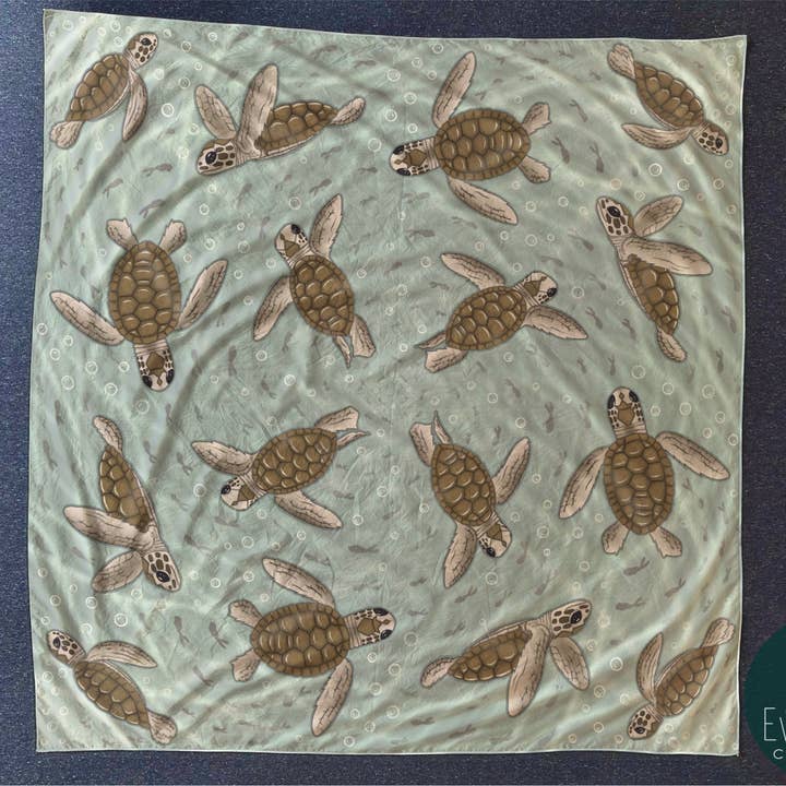 Pañuelo de Tortugas Bebé de Seda o Satén con Olas del Océano para venta al por mayor de Evolation Creative