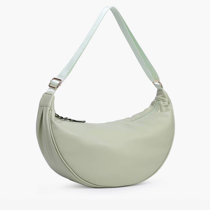 Jen & Co. – Großhandel Umhängetasche - Damen – M2671 Stella Bananen-Sling-Bag mit geflochtenem Reißverschluss5