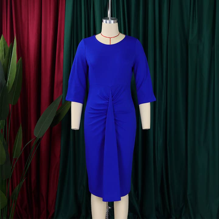HIDDENBRAND - Wholesale Dress - Women's - Half Sleeves Midi Business Office Pencil Dress