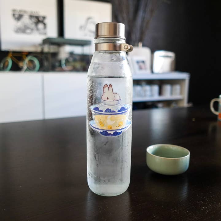 Thousand Skies - Wholesale Sticker - Vinyl Sticker (Transparent) Gaiwan - Bunny Chamomile Tea