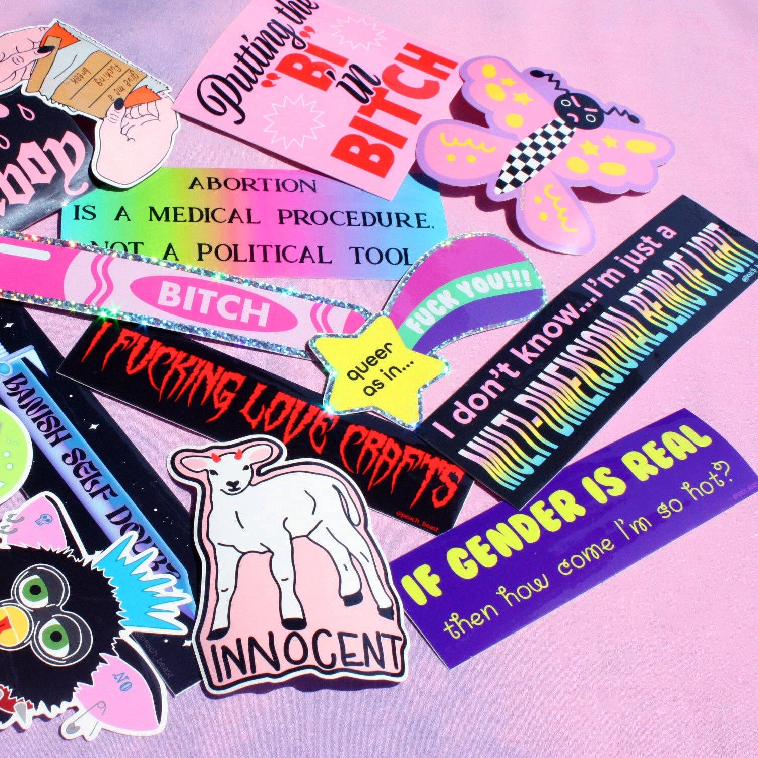 Peach Beast - Wholesale Sticker - Grumpy Butterfly Sticker1