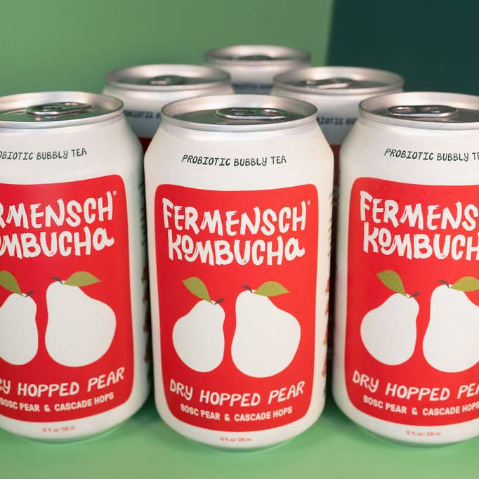 Fermensch Kombucha - Wholesale Kombucha - *DRY-HOPPED PEAR* Kombucha - 24-Can Case