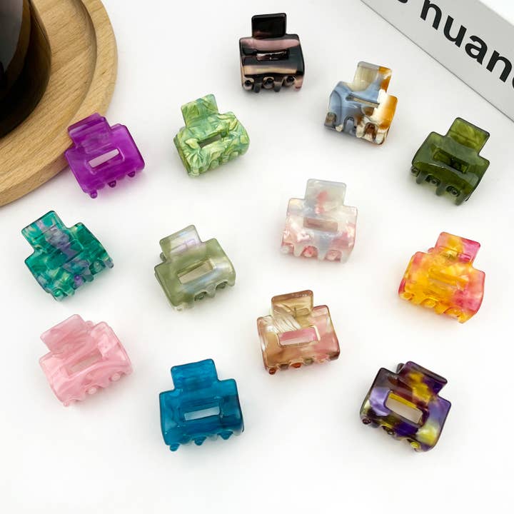 TheDivaSoap - Wholesale Hair Clip - Women's - 0.98'' Acetate Colorful Mini Square Hair Claw Clip15
