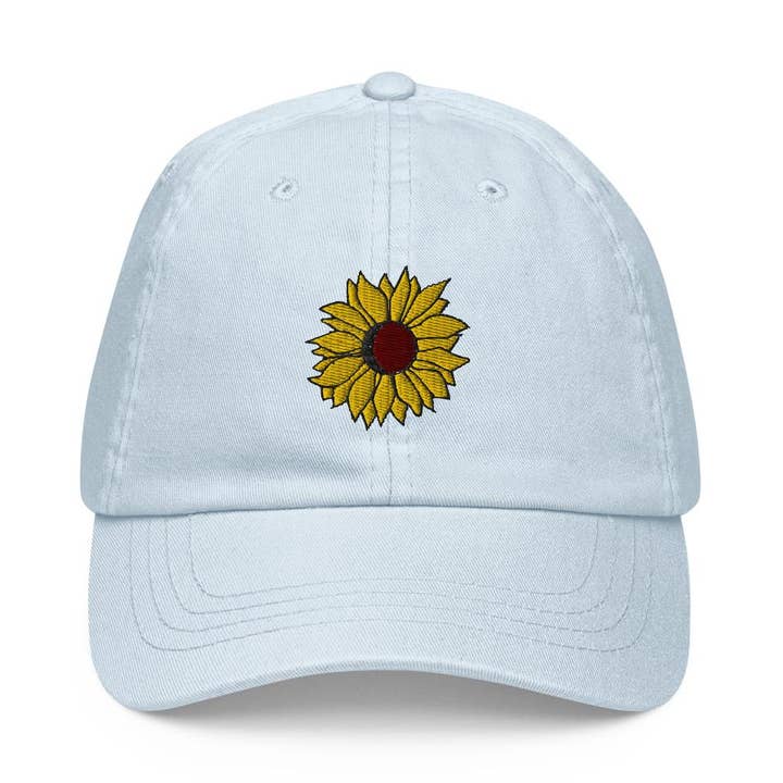 "Sunflower" Embroidered Pastel Hat for wholesale by Tiny Cow Designs