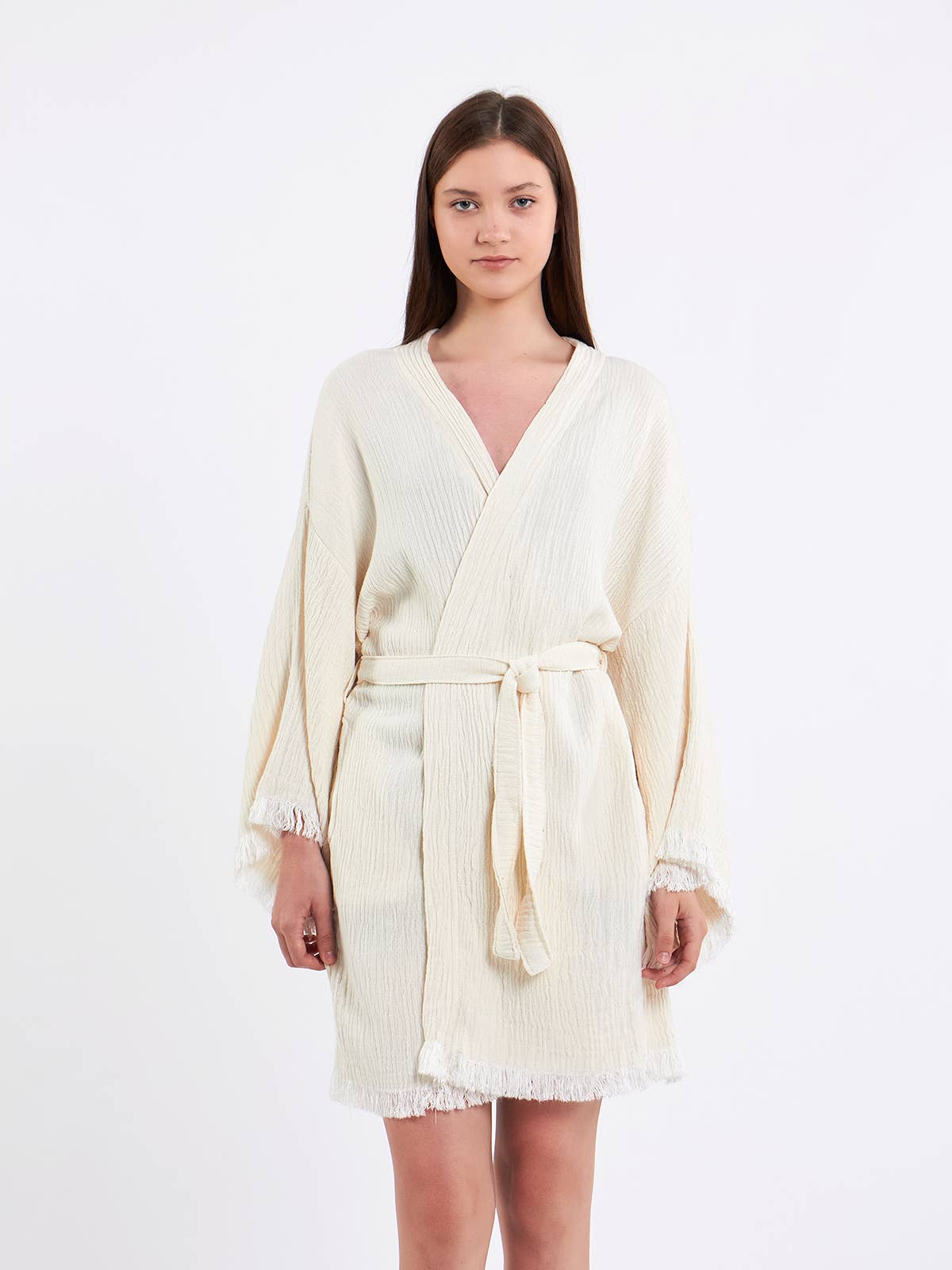 Yaz Concepts - Wholesale Kimono - Women's - White Bride Script Bridal Party Get Ready Short Kimono Robe 1