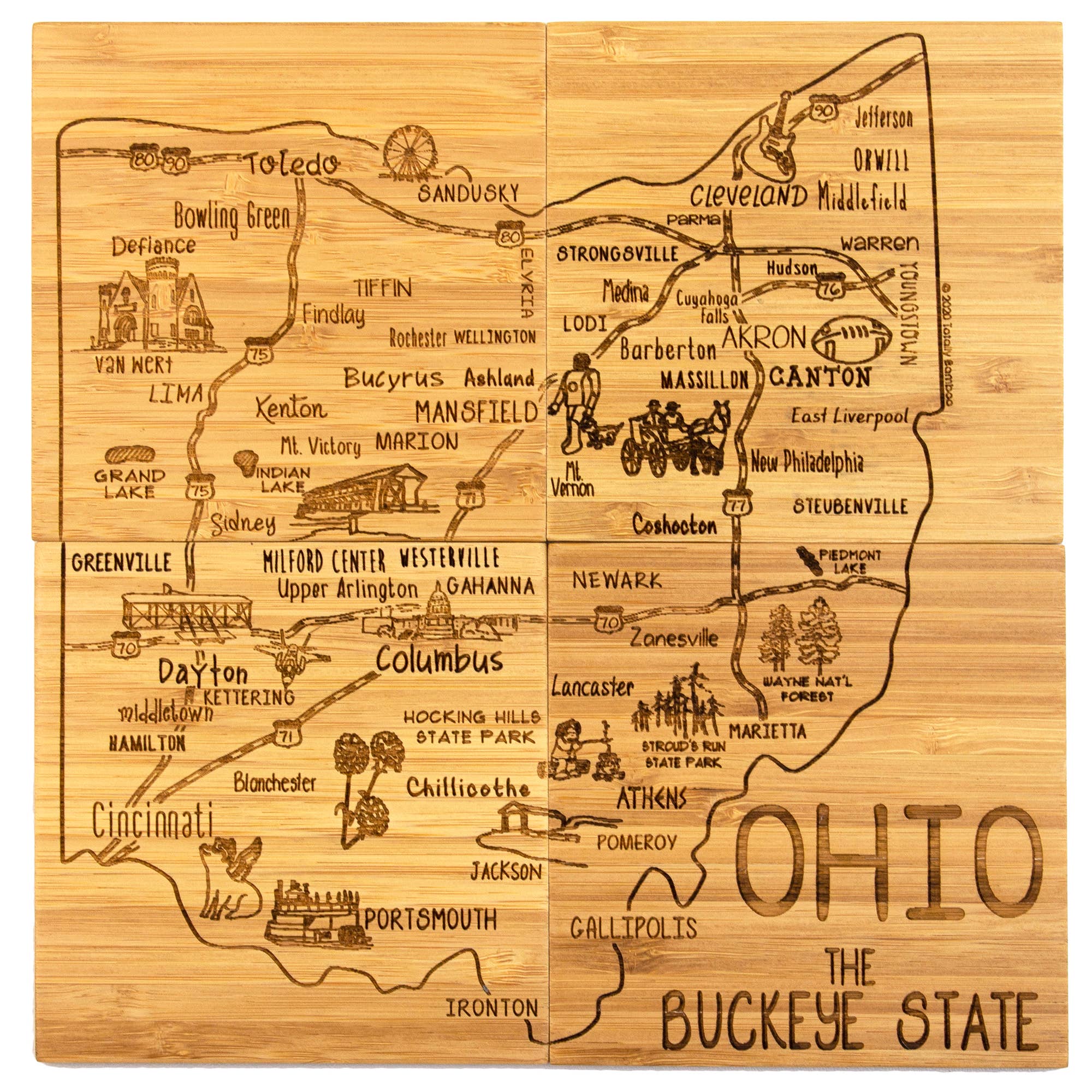 Totally Bamboo – wholesale Underlägg – Ohio Puzzle 4-Pc. Glasunderlägg med fodral4