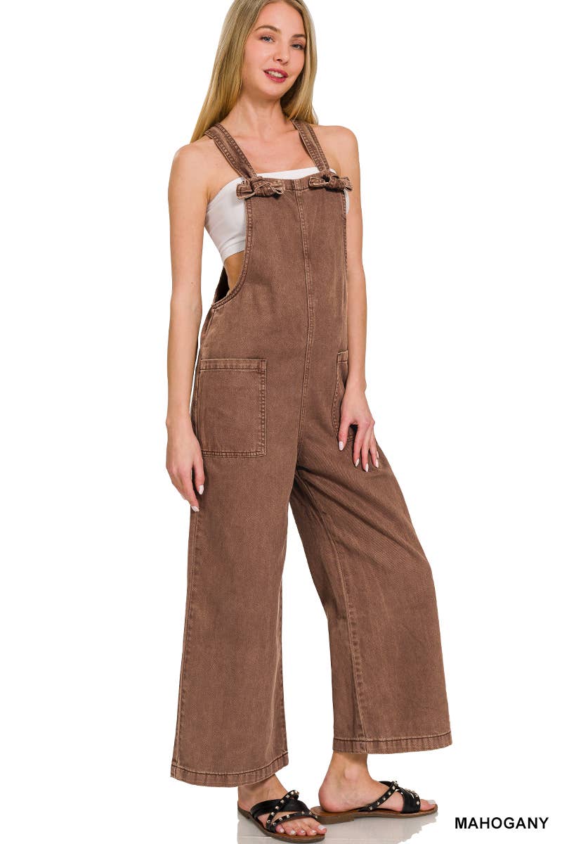 42POPS – wholesale Overalls – Women's – ",..._ Washed Knot Strap Pockets Jumpsuit16
