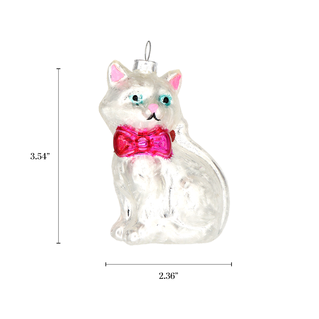 Chive - Wholesale Ornament - Vintage Christmas Ornament Glass Ball Cat Silver 20253
