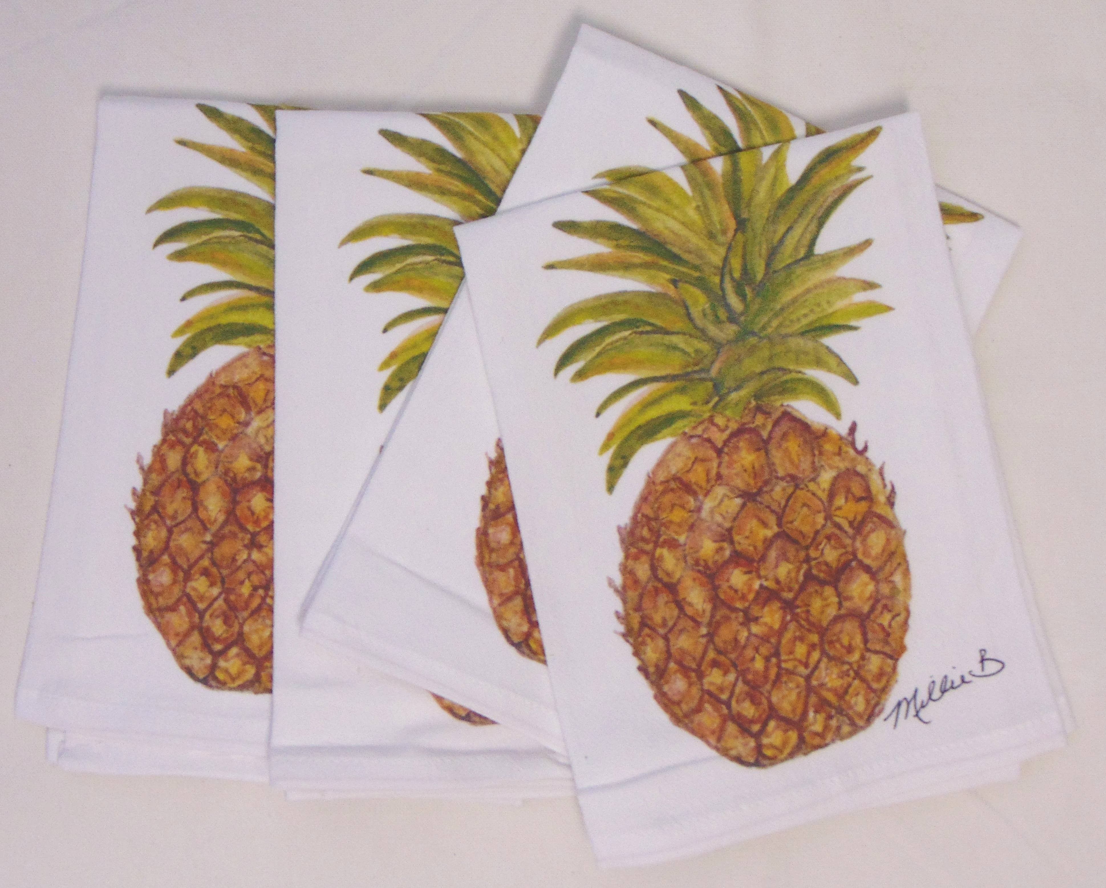 Lowcountry Linens - Venta al por mayor Paños de cocina - Toalla de saco de piña sobre harina blanca de edición limitada1