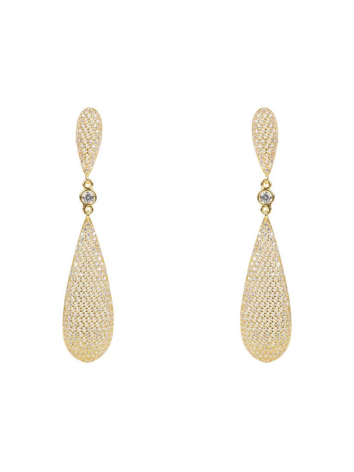 Boucles d'oreilles pendantes longues en or de Latelita Coco pour la vente par Latelita