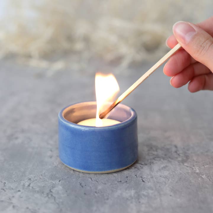 Katie L Thompson Designs – wholesale Candle holder – Pacific Blue Handmade Ceramic Tea Light Candle Holder2